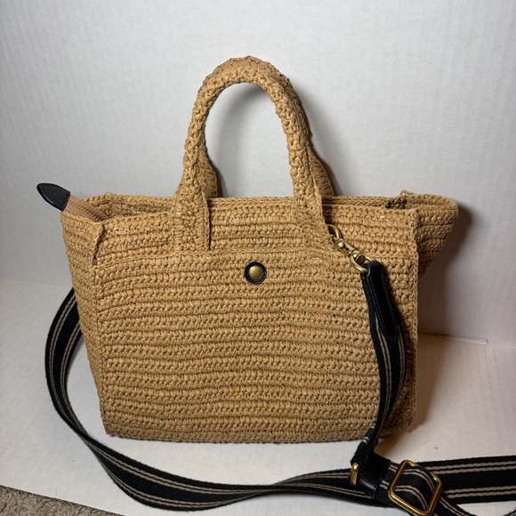 Coach Cargo Embroidered Logo Straw Tote Bag 20 B4/natural - Picture 3 of 6